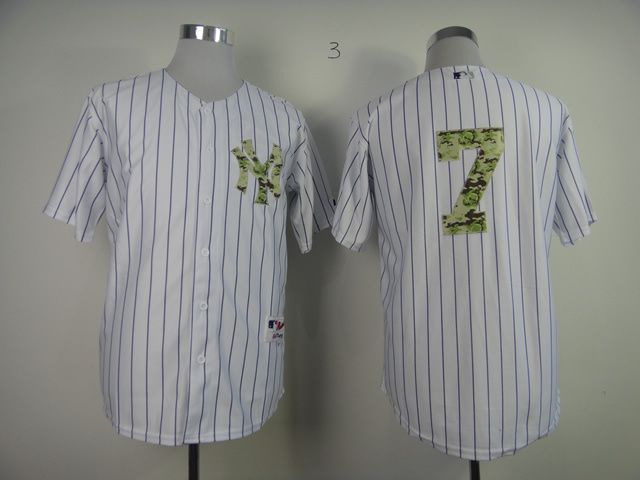Men New York Yankees 7 No name White Camo MLB Jerseys